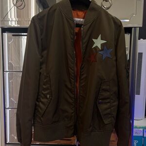 Valentino Green and Blue Bomber Jacket with Star Emblem